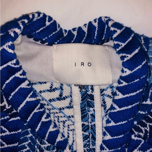 IRO Paris Osaka Blue Wool Blend Jacket Size 2 Textured Cocoon - Picture 9 of 9